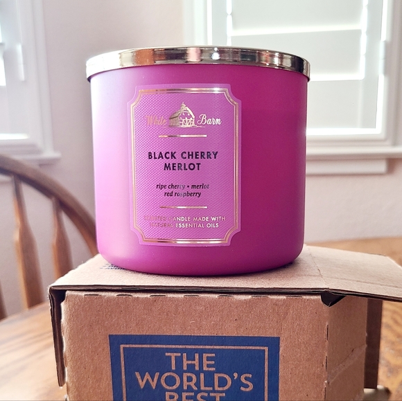 White Barn Accents Nwt White Barn Black Cherry Merlot 3wick Candle